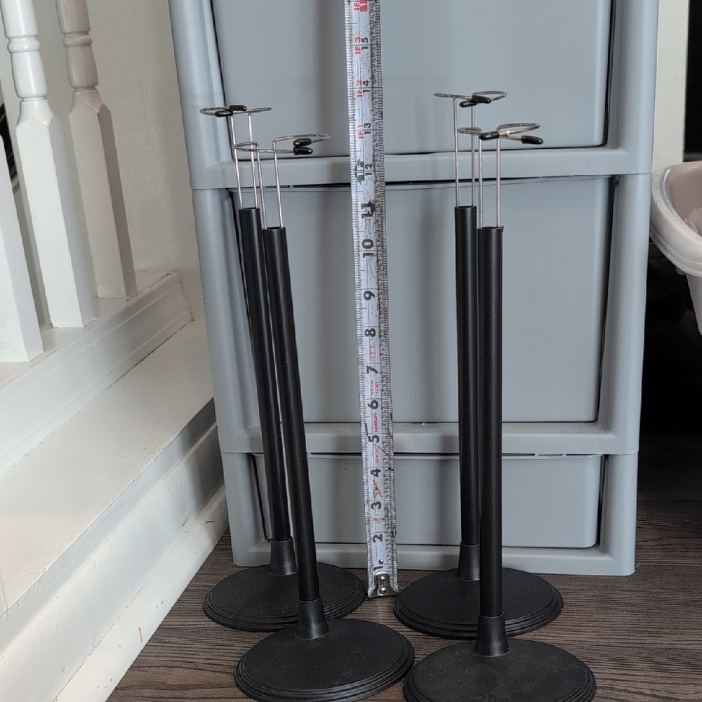 Black Plastic Adjustable, Doll Display Stands $20 for all 4!